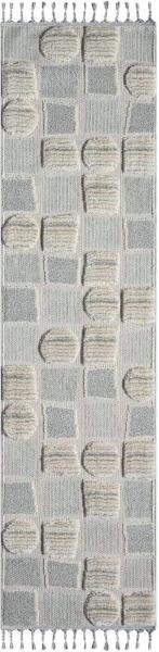 carpet city Teppich Läufer Boho Flur - Creme - 80x300 cm - Patchwork-Muster - Relief-Optik, 3D-Effekt - Cut-&Loop, Sisal - Moderne Fransen-Teppiche Schlafzimmer Bild 2