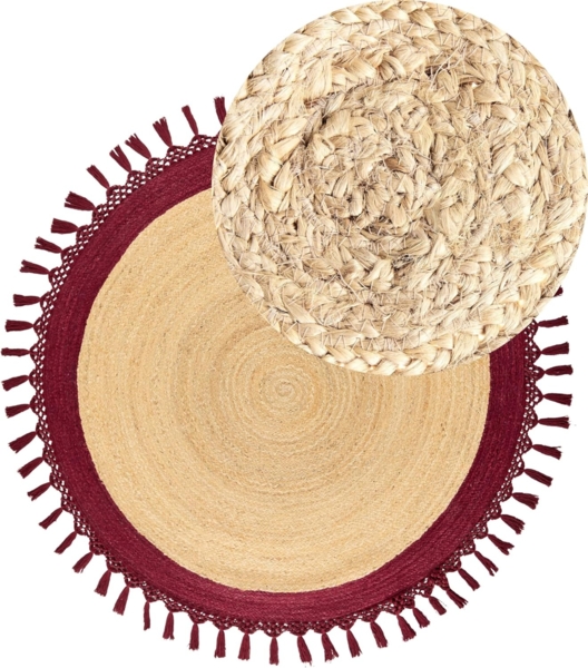 Teppich MARTS Dunkelrot ø 140 cm Jute