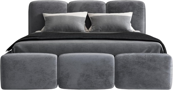 Polsterbett STAR 140x200 ohne Matratze mit Bettkasten und Lattenrost. Farbe: Anthracite 18