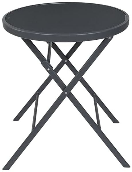 HOME DECO FACTORY, HDO0301, Tisch Modell Elba Grey, Gartenmöbeltisch, Möbel, Gartenmöbel, Tisch für den Außenbereich, 60 x 71 x 60 cm, zum Zusammenbauen, Grau