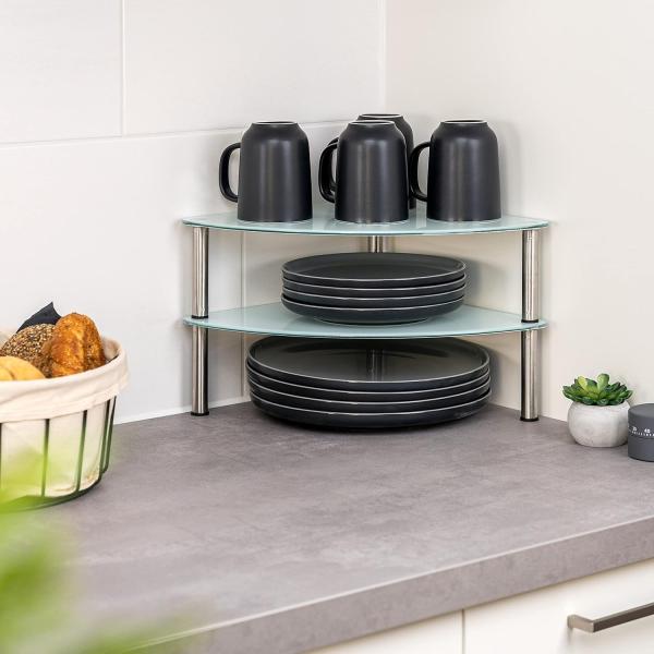 bremermann Eckregal Eckregal, Tellerregal, Eck-Schrankeinsatz ca. 28 x 21 x 28 cm, weiß Bild 2