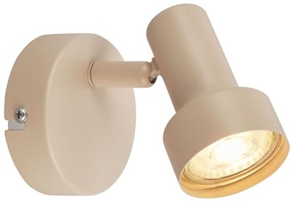 BRILONER - Wandleuchte innen schwenkbar, GU10 Fassung, max. 9W, Leselampe, Wandlampe innen, Wohnzimmerlampe, Lampe, Küchenlampe, Flurlampe, Schlafzimmer, Wandbeleuchtung, 8x10,5 cm, Beige