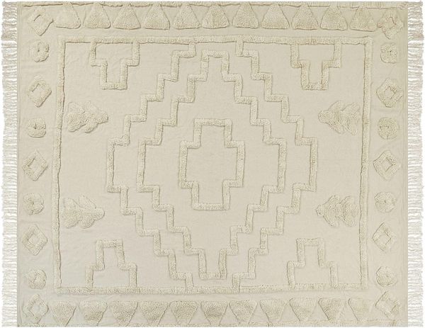 beliani 'CHACK' Kuscheldecke, Baumwolle, Beige, 220x240 cm