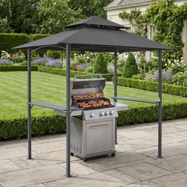Grillpavillon Parga 250x241x151 cm Dunkelgrau [en. casa]