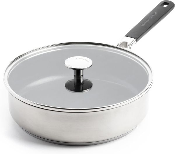 KitchenAid Bratpfanne Classic Stainless Steel (CC005704-001), Edelstahl, Schmorrpfanne 26 cm, Edelstahl-Induktionsboden mit Aluminiumkern
