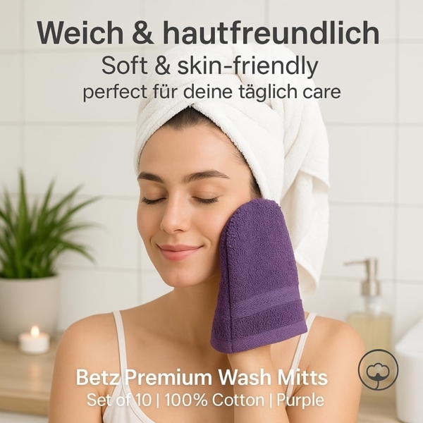 Betz Waschhandschuh 10-tlg. PREMIUM Größe 16 cmx21 cm, Baumwolle (Set, 10-St), 100% baumwolle Bild 3