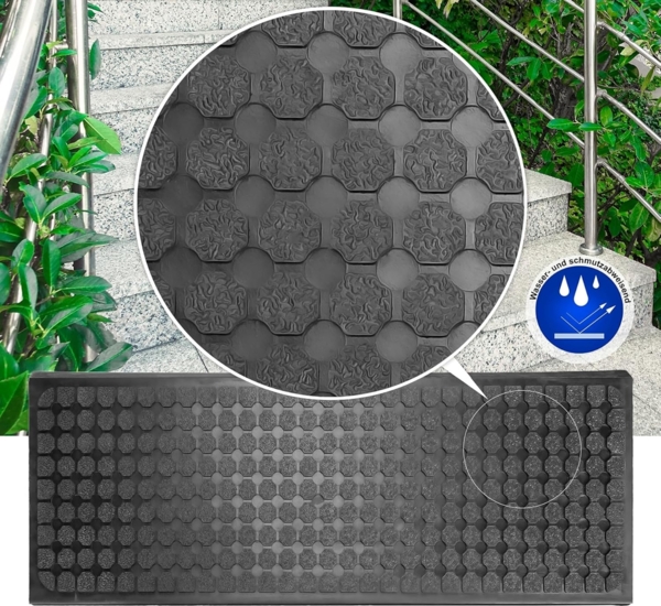 BigDean 4 Stück Stufenmatten aus Gummi – 75 x 25 cm – Outdoor Treppenstufenmatten – Anti Rutsch Gummimatten Wild Design Bild 4
