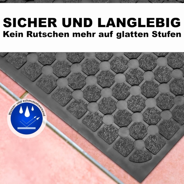 BigDean 4 Stück Stufenmatten aus Gummi – 75 x 25 cm – Outdoor Treppenstufenmatten – Anti Rutsch Gummimatten Wild Design Bild 6