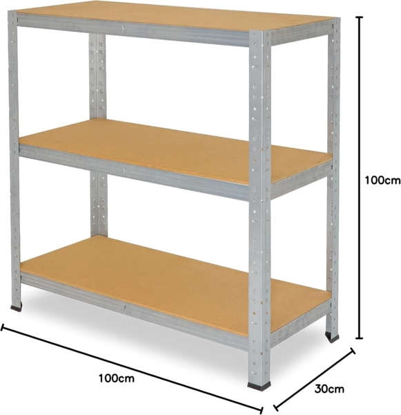 shelfplaza HOME 100x100x30 cm Schwerlastregal in grau-verzinkt mit 3 Böden und 175 kg Traglast pro Boden Bild 2
