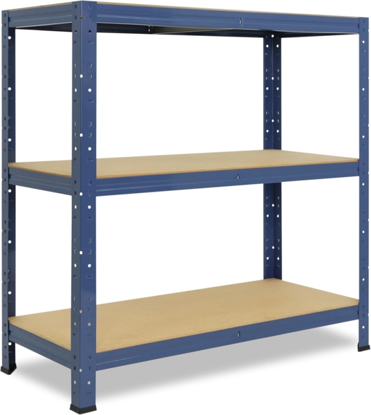 shelfplaza HOME 100x100x30 cm Schwerlastregal in blau mit 3 Böden und 175 kg Traglast pro Boden