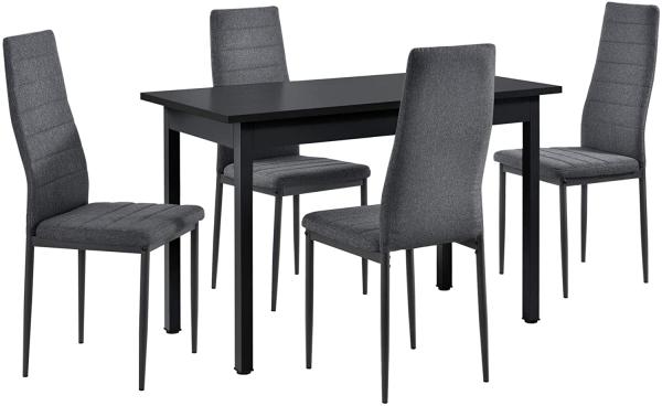Esstisch Honningsvåg 120x60 cm Schwarz 4 Stühle Grau en. casa