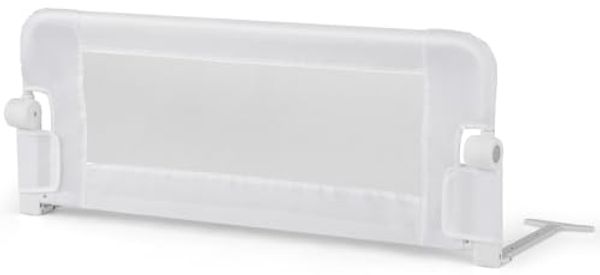 FANTASK Bettschutzgitter klappbar mit Verstellbarer Gurte, Bettgitter Bettschutzgitter, EIN-klick-Faltung, Rausfallschutz Bett 180° faltbar für Elternbett, Boxspringbett & Kinderbett (Weiß)
