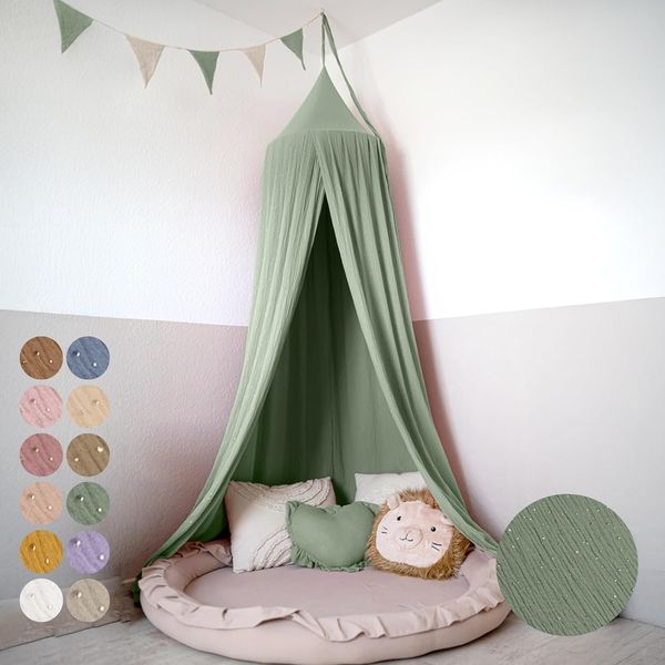 lilimaus Betthimmel Hochwertiger Baldachin Betthimmel Kinderzimmer, Gold Applikation, Stilvoller Baldachin für Baby- und Kinderzimmer