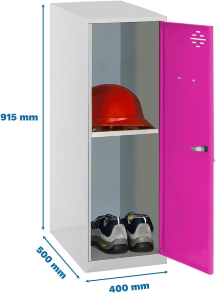 Simon Rack Simonlocker Kommode, klein, 915 x 400 x 500 mm, Amario aus Metall, inkl. Schlüssel, Grau/Rosa Bild 2