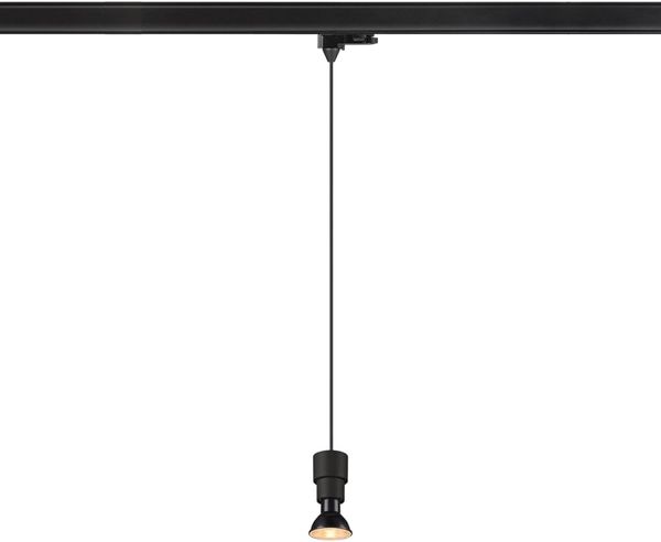 SLV PURI 2.0 Basic, 3~ Pendelleuchte, GU10, Pendellänge 200cm, 1x max. 6W, schwarz - Leuchten mit 3 Phasen Adapter 230V