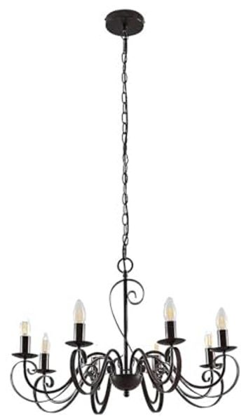Lucande Kronleuchter Caleb, Metall, Braun IP20, 8 x 40 W