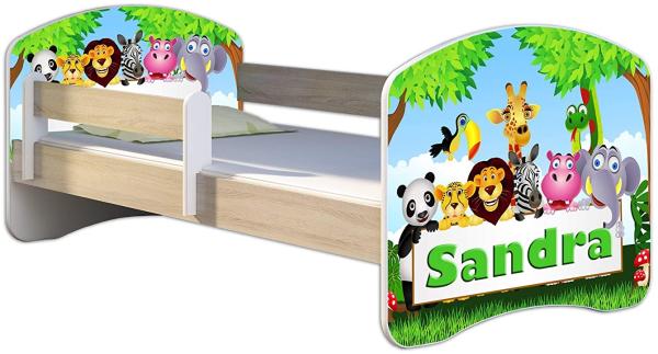 Kinderbett Jugendbett mit einer Schublade und Matratze Sonoma mit Rausfallschutz Lattenrost ACMA II 140x70 160x80 180x80 (01 Zoo name, 160x80) Bild 1