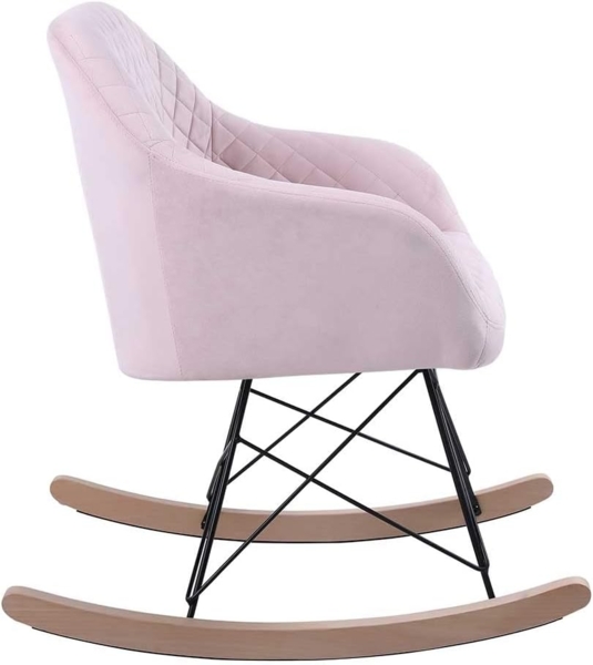 BAKAJI Schaukelstuhl Relax Casa Bezug aus Stoff, gepolstert, Füße aus Metall, Sockel, Holz, Größe 75 x 58 x 80 cm, skandinavisches Design (Rosa) Bild 5