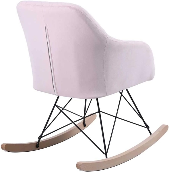 BAKAJI Schaukelstuhl Relax Casa Bezug aus Stoff, gepolstert, Füße aus Metall, Sockel, Holz, Größe 75 x 58 x 80 cm, skandinavisches Design (Rosa) Bild 6