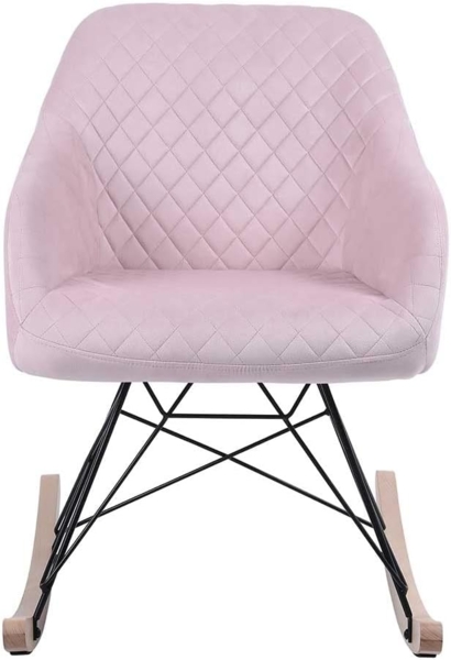 BAKAJI Schaukelstuhl Relax Casa Bezug aus Stoff, gepolstert, Füße aus Metall, Sockel, Holz, Größe 75 x 58 x 80 cm, skandinavisches Design (Rosa) Bild 4