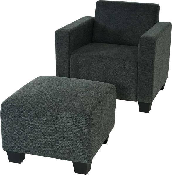 Modular Sessel Loungesessel mit Ottomane Lyon, Stoff/Textil ~ anthrazit-grau