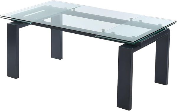 Vente-unique - Esstisch ausziehbar - Glas & Metall - Schwarz - LUBANA