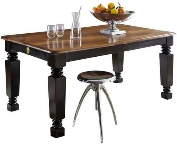 Esstisch mit Auszug Sheesham 140-180x90x76 schwarz/braun lackiert NEW BOSTON #151