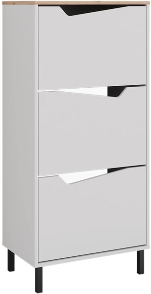 Schuhkipper Marelle Weiß/Artisan 60 x 129.5 cm mit 3 Fächern Vicco