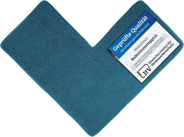 WohnDirect Eck Duschmatte 100 x 100 x 50 cm | Petrol - rutschfest & Waschbar - idealer Duschvorleger für eckige Duschkabinen zum Set kombinierbar - Badematten & Badteppiche