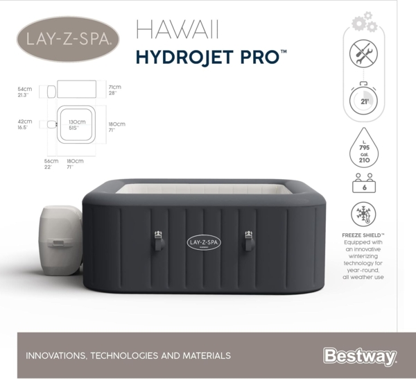 Bestway HydroJet WhirlPool "Lay Z-Spa" Hawaii 180 x 180 x 71 cm Bild 7