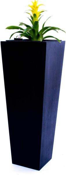Pflanzkübel Blumenkübel Blumentopf Fiberglas Säule konisch LxBxH 38 x 38 x 100 cm elegant schwarz matt