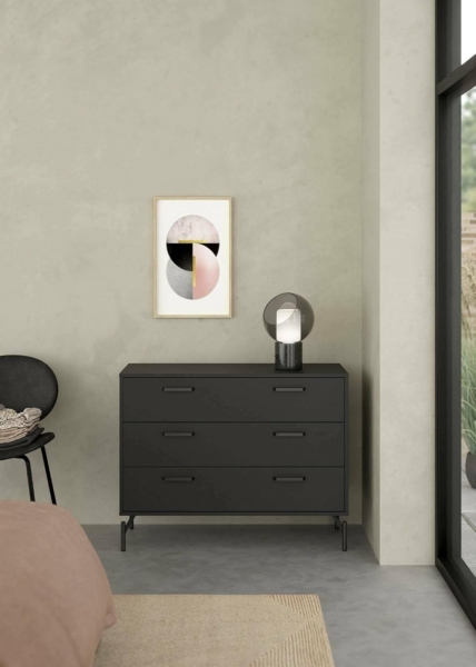 Dmora - Kommode Agathe, Mehrzweckkommode, Schlafzimmerkommode, Schrank mit Schubladen, 99x40 h77 cm, Schwarz