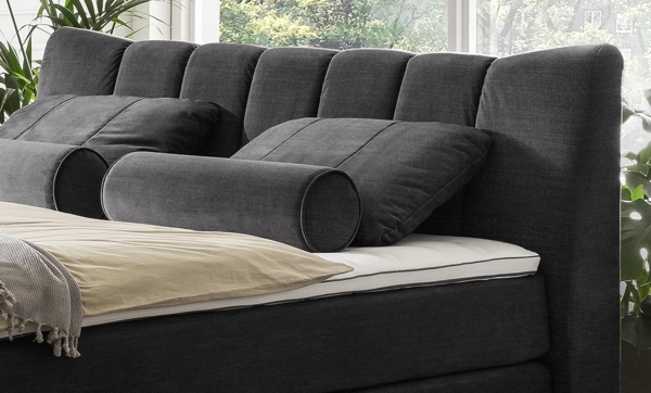 Mivano Free Boxspringbett/Bett mit 7-Zonen-Taschenfederkern-Matratze und Basic Topper/Härtegrad H4, Mikrofaser All Senses Dunkelbraun, Liegefläche 180x200 cm Bild 4