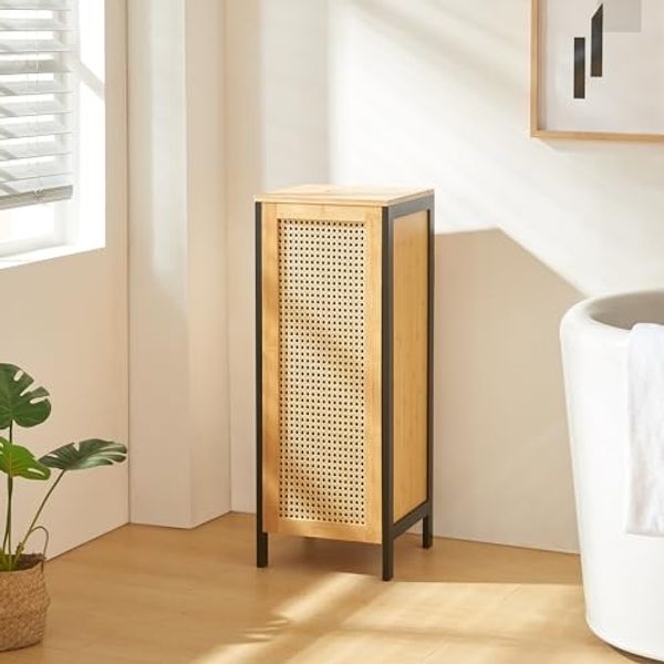 Wäschekorb Tervola 51 L Schwarz/Bambus [en. casa]