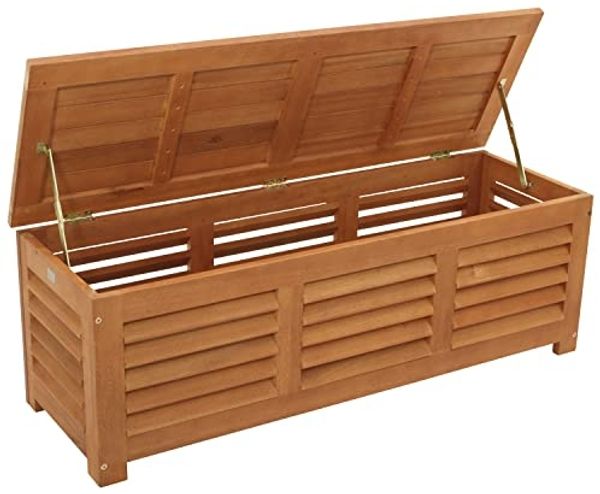 DEGAMO Kissenbox MONZA (1 St), 128x42x43,5cm, Eukalyptus Holz, mit Sitzpolster grau Bild 3