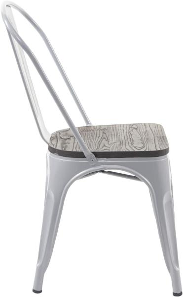 2er-Set Stuhl HWC-A73 inkl. Holz-Sitzfläche, Bistrostuhl Stapelstuhl, Metall Industriedesign stapelbar ~ grau Bild 5