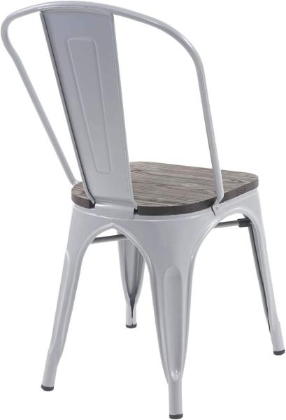 2er-Set Stuhl HWC-A73 inkl. Holz-Sitzfläche, Bistrostuhl Stapelstuhl, Metall Industriedesign stapelbar ~ grau Bild 6