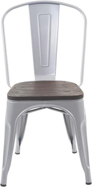 2er-Set Stuhl HWC-A73 inkl. Holz-Sitzfläche, Bistrostuhl Stapelstuhl, Metall Industriedesign stapelbar ~ grau Bild 4