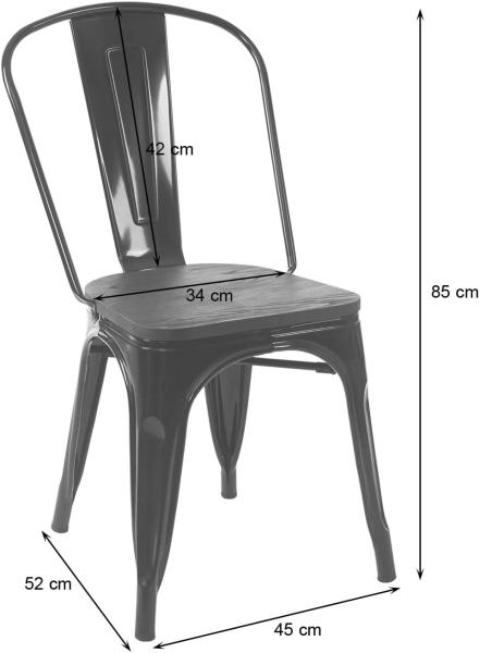 2er-Set Stuhl HWC-A73 inkl. Holz-Sitzfläche, Bistrostuhl Stapelstuhl, Metall Industriedesign stapelbar ~ grau Bild 2