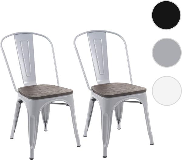 2er-Set Stuhl HWC-A73 inkl. Holz-Sitzfläche, Bistrostuhl Stapelstuhl, Metall Industriedesign stapelbar ~ grau Bild 8