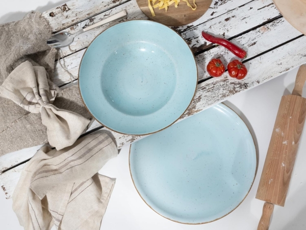 CreaTable, 34045, Serie Vintage Nature Aqua, 4-teiliges Geschirrset, Pizzateller aus Porzellan, spülmaschinen- und mikrowellengeeignet, Made in Europe Bild 7