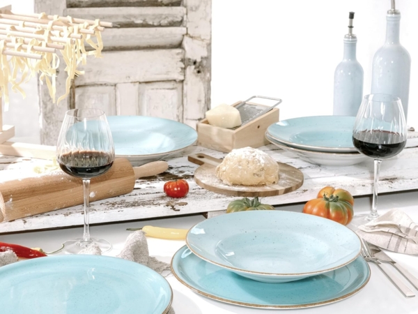 CreaTable, 34045, Serie Vintage Nature Aqua, 4-teiliges Geschirrset, Pizzateller aus Porzellan, spülmaschinen- und mikrowellengeeignet, Made in Europe Bild 6