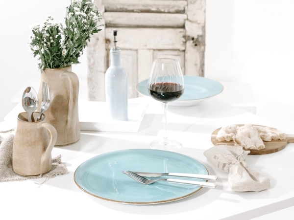 CreaTable, 34045, Serie Vintage Nature Aqua, 4-teiliges Geschirrset, Pizzateller aus Porzellan, spülmaschinen- und mikrowellengeeignet, Made in Europe Bild 4