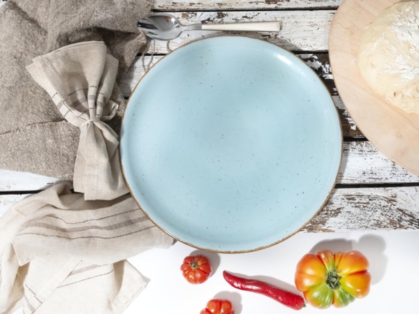 CreaTable, 34045, Serie Vintage Nature Aqua, 4-teiliges Geschirrset, Pizzateller aus Porzellan, spülmaschinen- und mikrowellengeeignet, Made in Europe Bild 3