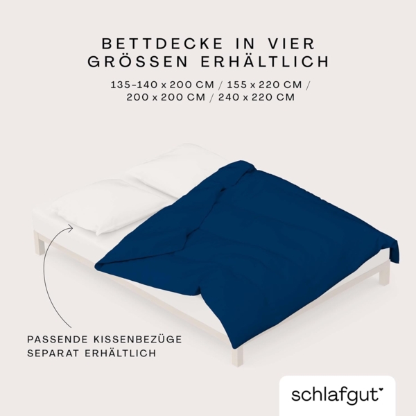 Schlafgut Woven Satin Bettwäsche|Bettbezug einzeln 135x200 - 140x200 cm| blue-deep Bild 4