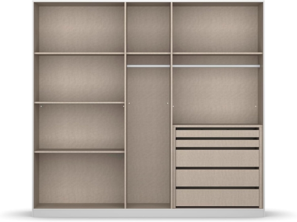 Rauch Möbel Monostar, Drehtürenschrank, Kleiderschrank, Kleiderschränke, Garderobe, Schrank mit Stauraum, 5-türig, inkl. Schubkasteneinsatz, Farbe Grau metallic, 226 x 210 x 54 cm Bild 6