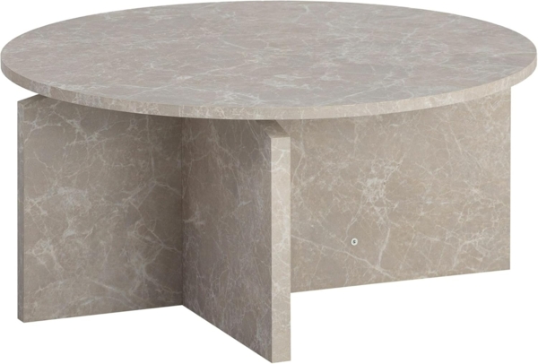 FINEBUY Couchtisch FB59727 (70 cm MDF, Wohnzimmertisch Stein Optik Sandfarben), Sofatisch Beige Modern, Kaffeetisch Groß Rund