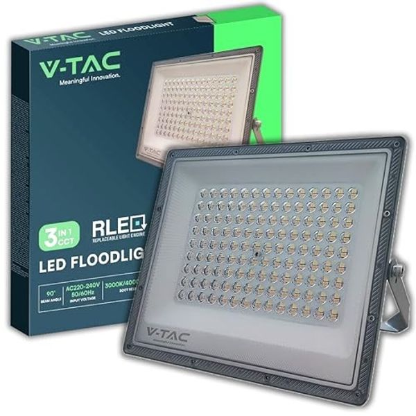 V-TAC LED Strahler Außen 100W - [Samsung-Chip + RLE-Technologie] - 8150 Lumen - IP65 - LED-Fluter für Haus, Garten, Garage, Lager - LED-Außenstrahler - CCT 3-IN-1 Licht Warm, Kalt oder Neutral