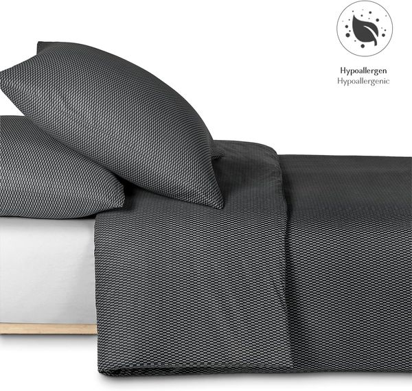 Alreya 3 TLG Renforcé Bettwäsche 200x220 cm mit 2 Kissenbezuge 80x80 cm - 100% Baumwolle mit YKK Reißverschluss, Superweiches Bettbezug, Schwarze/Graue Diamanten Bild 6