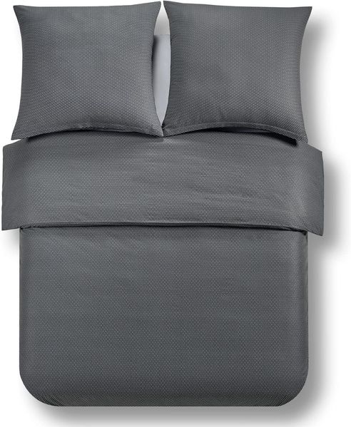 Alreya 3 TLG Renforcé Bettwäsche 200x220 cm mit 2 Kissenbezuge 80x80 cm - 100% Baumwolle mit YKK Reißverschluss, Superweiches Bettbezug, Schwarze/Graue Diamanten Bild 3